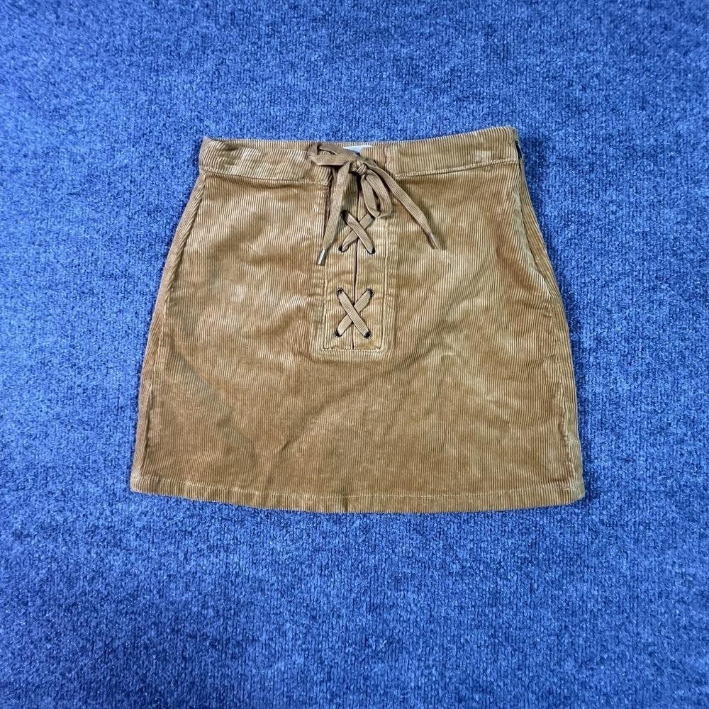 SO Goods for Life Mini Skirt Women 0 Beige Cotton Corduroy Preppy Career Stretch